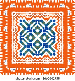 Cerámica antigua mexicana talavera. Concepto de patrón sin fisuras del vector. Diseño gráfico. Decoración floral y abstracta roja para la reserva de chatarra, estuches para smartphones, pantalones en T, bolsas o ropa de cama.