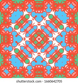 Cerámica antigua mexicana talavera. Concepto de patrón sin fisuras del vector. Diseño gráfico. Decoración floral y abstracta roja para la reserva de chatarra, estuches para smartphones, pantalones en T, bolsas o ropa de cama.