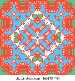Antique mexican talavera ceramic. Vector seamless pattern concept. Graphic design. Red floral and abstract decor for scrapbooking, smartphone cases, T-shirts, bags or linens.