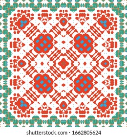 Antique mexican talavera ceramic. Vector seamless pattern concept. Graphic design. Red floral and abstract decor for scrapbooking, smartphone cases, T-shirts, bags or linens.
