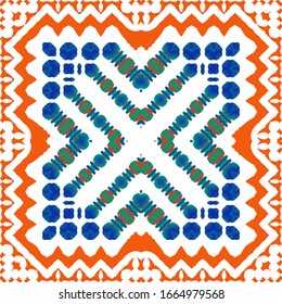 Antique mexican talavera ceramic. Vector seamless pattern concept. Graphic design. Red floral and abstract decor for scrapbooking, smartphone cases, T-shirts, bags or linens.