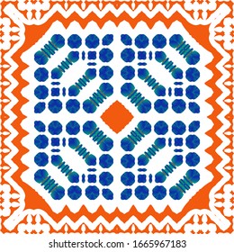 Cerámica antigua mexicana talavera. Concepto de patrón sin fisuras del vector. Diseño gráfico. Decoración floral y abstracta roja para la reserva de chatarra, estuches para smartphones, pantalones en T, bolsas o ropa de cama.