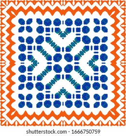 Antique mexican talavera ceramic. Vector seamless pattern concept. Graphic design. Red floral and abstract decor for scrapbooking, smartphone cases, T-shirts, bags or linens.