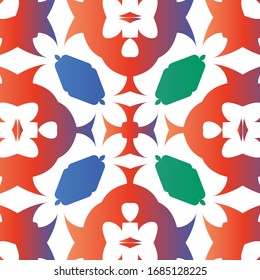 Cerámica antigua mexicana talavera. Ilustración de patrón transparente del vector. Diseño creativo. Decoración floral y abstracta roja para la reserva de chatarra, estuches para smartphones, pantalones en T, bolsas o ropa de cama.