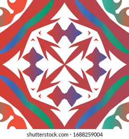 Antike mexikanische Talavera-Keramik. Vektorillustration nahtlose Muster Thema. Minimales Design. Rote florale und abstrakte Dekoration für Scrapbooking, Smartphone-Kisten, T-Shirts, Taschen oder Leinenbetten.