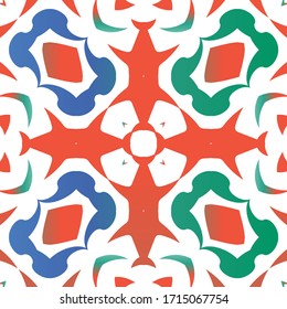 Cerámica antigua mexicana talavera. Vector de patrón transparente arabesco. Diseño gráfico. Decoración floral y abstracta roja para la reserva de chatarra, estuches para smartphones, camisetas, bolsas o ropa de cama.