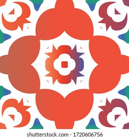 Cerámica antigua mexicana talavera. Trinchera de patrones sin fisuras del vector. Diseño geométrico. Decoración floral y abstracta roja para la reserva de chatarra, estuches para smartphones, pantalones en T, bolsas o ropa de cama.