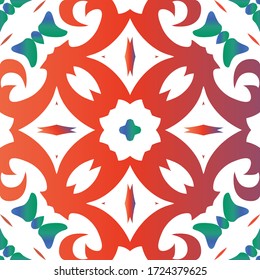 Antike mexikanische Talavera Keramik. Vector nahtlose Musterelemente. Stilvolles Design. Rote, florale und abstrakte Dekoration für Scrapbooking, Smartphone-Gehäuse, T-Shirts, Taschen oder Bettwäsche.