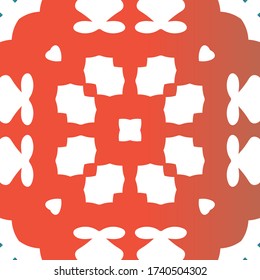 Antique mexican talavera ceramic. Vector seamless pattern concept. Bathroom design. Red floral and abstract decor for scrapbooking, smartphone cases, T-shirts, bags or linens.