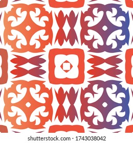 Antike mexikanische Talavera Keramik. Vector nahtloses Musterkonzept. Geometrisches Design. Rote, florale und abstrakte Dekoration für Scrapbooking, Smartphone-Gehäuse, T-Shirts, Taschen oder Bettwäsche.