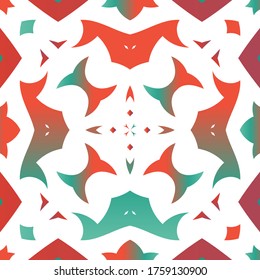 Cerámica de talavera mexicana antigua. Elementos de patrón sin fisuras vectoriales. Diseño gráfico. Decoración floral y abstracta roja para la reserva de recortes, estuches para smartphones, camisetas, bolsas o ropa de cama.