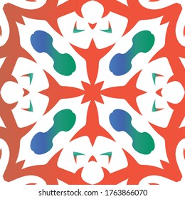 Antique mexican talavera ceramic. Vector seamless pattern flyer. Stylish design. Red floral and abstract decor for scrapbooking, smartphone cases, T-shirts, bags or linens.