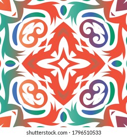 Antique mexican talavera ceramic. Vector seamless pattern elements. Geometric design. Red floral and abstract decor for scrapbooking, smartphone cases, T-shirts, bags or linens.