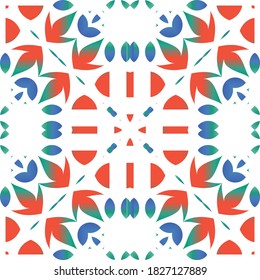 Antique mexican talavera ceramic. Vector seamless pattern illustration. Modern design. Red floral and abstract decor for scrapbooking, smartphone cases, T-shirts, bags or linens.