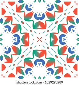 Cerámica de talavera mexicana antigua. Ilustración de patrones sin fisuras del vector. Diseño moderno. Decoración floral y abstracta roja para la reserva de recortes, estuches para smartphones, camisetas, bolsas o ropa de cama.