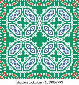 Antique mexican talavera ceramic. Vector seamless pattern concept. Graphic design. Red floral and abstract decor for scrapbooking, smartphone cases, T-shirts, bags or linens.