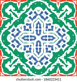 Antique mexican talavera ceramic. Vector seamless pattern concept. Graphic design. Red floral and abstract decor for scrapbooking, smartphone cases, T-shirts, bags or linens.