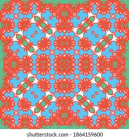 Antique mexican talavera ceramic. Vector seamless pattern concept. Graphic design. Red floral and abstract decor for scrapbooking, smartphone cases, T-shirts, bags or linens.