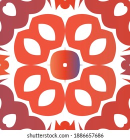 Cerámica de talavera mexicana antigua. El enrejado de patrones sin fisuras del vector. Diseño de moda. Decoración floral y abstracta roja para la reserva de recortes, estuches para smartphones, camisetas, bolsas o ropa de cama.