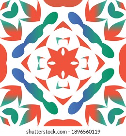 Antique mexican talavera ceramic. Vector seamless pattern template. Stylish design. Red floral and abstract decor for scrapbooking, smartphone cases, T-shirts, bags or linens.