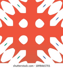 Cerámica de talavera mexicana antigua. Textura de patrón sin fisuras del vector. Diseño elegante. Decoración floral y abstracta roja para la reserva de recortes, estuches para smartphones, camisetas, bolsas o ropa de cama.