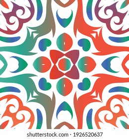 Antique mexican talavera ceramic. Vector seamless pattern frame. Universal design. Red floral and abstract decor for scrapbooking, smartphone cases, T-shirts, bags or linens.
