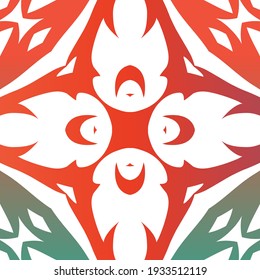 Antique mexican talavera ceramic. Vector seamless pattern arabesque. Geometric design. Red floral and abstract decor for scrapbooking, smartphone cases, T-shirts, bags or linens.