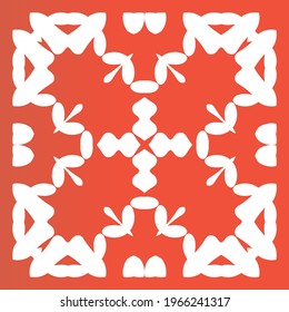 Antique mexican talavera ceramic. Vector seamless pattern frame. Hand drawn design. Red floral and abstract decor for scrapbooking, smartphone cases, T-shirts, bags or linens.