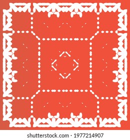 Antique mexican talavera ceramic. Vector seamless pattern frame. Hand drawn design. Red floral and abstract decor for scrapbooking, smartphone cases, T-shirts, bags or linens.