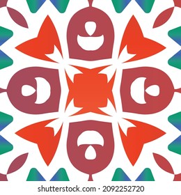 Cerámica de talavera mexicana antigua. Collage de patrones sin fisuras del vector. Diseño moderno. Decoración floral y abstracta roja para la reserva de recortes, estuches para smartphones, camisetas, bolsas o ropa de cama.