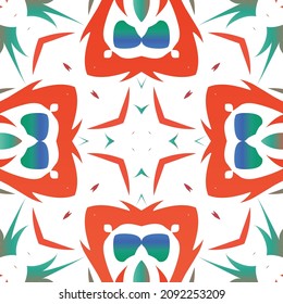 Cerámica de talavera mexicana antigua. Elementos de patrón sin fisuras vectoriales. Diseño universal. Decoración floral y abstracta roja para la reserva de recortes, estuches para smartphones, camisetas, bolsas o ropa de cama.