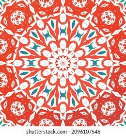 Antique mexican talavera ceramic. Vector seamless pattern elements. Original design. Red floral and abstract decor for scrapbooking, smartphone cases, T-shirts, bags or linens.