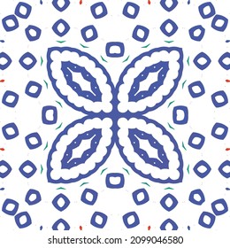 Antique mexican talavera ceramic. Vector seamless pattern elements. Original design. Red floral and abstract decor for scrapbooking, smartphone cases, T-shirts, bags or linens.