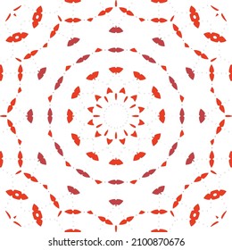 Antique mexican talavera ceramic. Vector seamless pattern elements. Original design. Red floral and abstract decor for scrapbooking, smartphone cases, T-shirts, bags or linens.