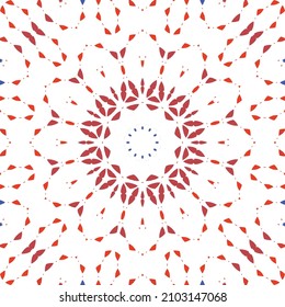 Antique mexican talavera ceramic. Vector seamless pattern elements. Original design. Red floral and abstract decor for scrapbooking, smartphone cases, T-shirts, bags or linens.