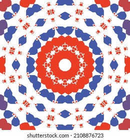 Cerámica de talavera mexicana antigua. Elementos de patrón sin fisuras vectoriales. Diseño original. Decoración floral y abstracta roja para la reserva de recortes, estuches para smartphones, camisetas, bolsas o ropa de cama.