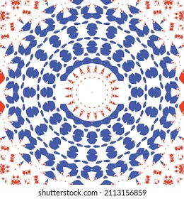 Cerámica de talavera mexicana antigua. Elementos de patrón sin fisuras vectoriales. Diseño original. Decoración floral y abstracta roja para la reserva de recortes, estuches para smartphones, camisetas, bolsas o ropa de cama.