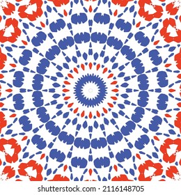 Antique mexican talavera ceramic. Vector seamless pattern elements. Original design. Red floral and abstract decor for scrapbooking, smartphone cases, T-shirts, bags or linens.