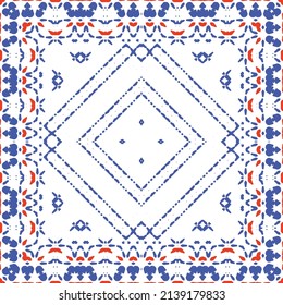 Antique mexican talavera ceramic. Vector seamless pattern elements. Original design. Red floral and abstract decor for scrapbooking, smartphone cases, T-shirts, bags or linens.