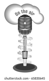 Antique microphone with music note