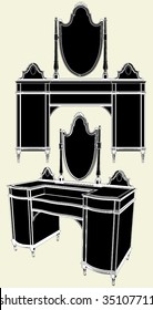 Antique Mirror Commode Vector 04