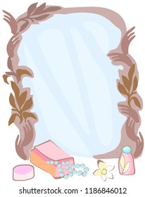 Antique mirror from Victorian boudoir vector graphics