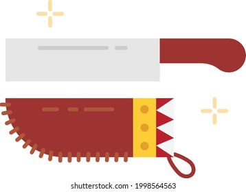 Antique Native American Knife and Sheath Concept Vector color Icon Design, Native American culture and traditions Symbol, United States Social Sign, US Arts and literature Stock illustration
