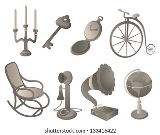 Antique objects set