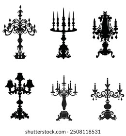 antique objects silhouette vector set design