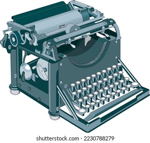 Antique Office Typewriter Vector Illustration