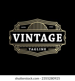 Antique Old Classic Vintage frame Retro Badge Emblem Label Logo Design Vector