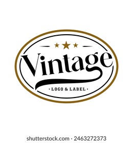 Antique Vieux Vintage Classique Cadre rétro Badge Emblem Label Logo Conception  Image vectorielle
