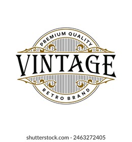 Antique Old Classic Vintage frame Retro Badge Emblem Label Logo Design Vector