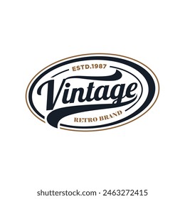Antique Vieux Vintage Classique Cadre rétro Badge Emblem Label Logo Conception  Image vectorielle